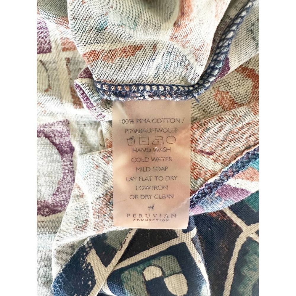 Peruvian Connection Huari Pima Cotton Dress Geometric Print Boho Size Medium - Picture 8 of 8